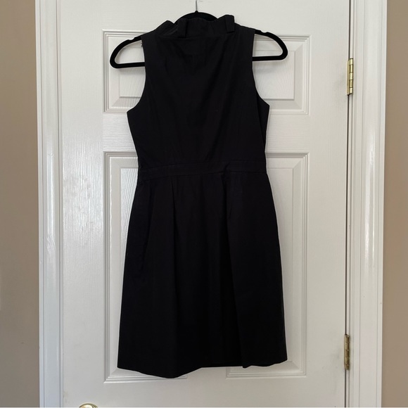 Jcrew black mock wrap dress with ruffle accent at neckline. Size 2, LBD - Picture 4 of 4